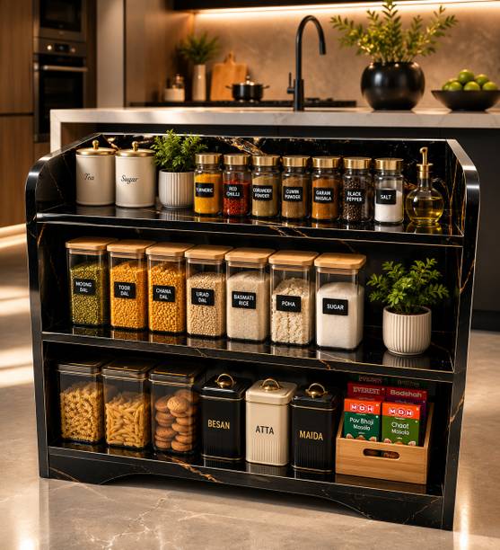 NIVANYA DECOR Containers Kitchen Rack Wood MULTIPURPOSE KITCHEN RACK