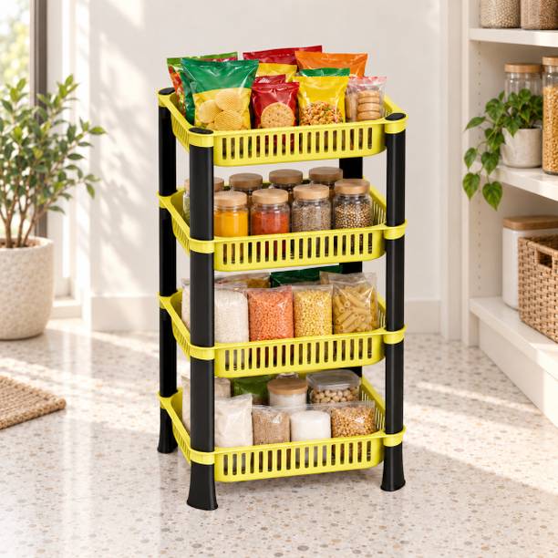 FOROLY Fruits/Vegetables Kitchen Rack Plastic 4-Tier Storage Basket, Stand, Rack, Storage Solution for Office and Kitchen