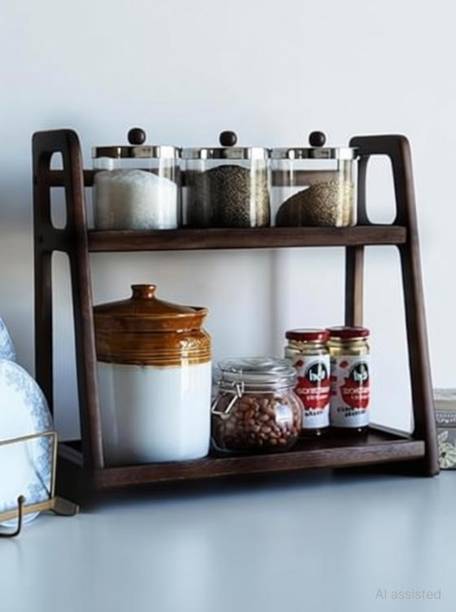 Deligno Mart Containers Kitchen Rack Wood 2 Tier Wooden...