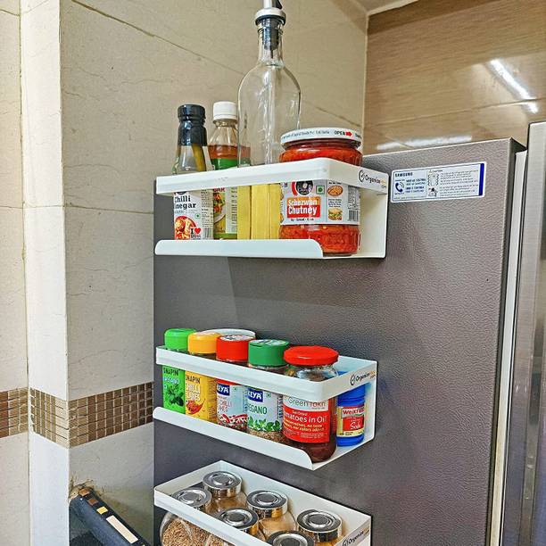 organizemee Containers Kitchen Rack Steel 25CM-WHITE-MAGNETIC-RACK-SET3