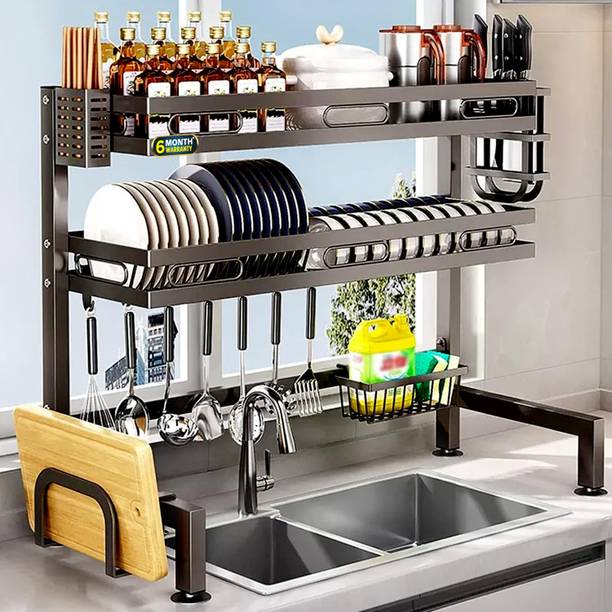 आईबेल Over Sink Dish Rack,Carbon Steel/Drainer Shelf/Utensils Storage,2 Layer रसोई रैक