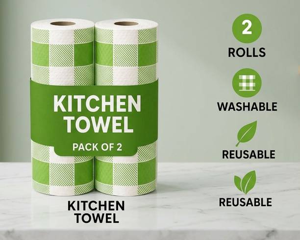 RS ENTERPRISES Washable Reusable Kitchen Towels Roll for Spill and Stain Cleaning