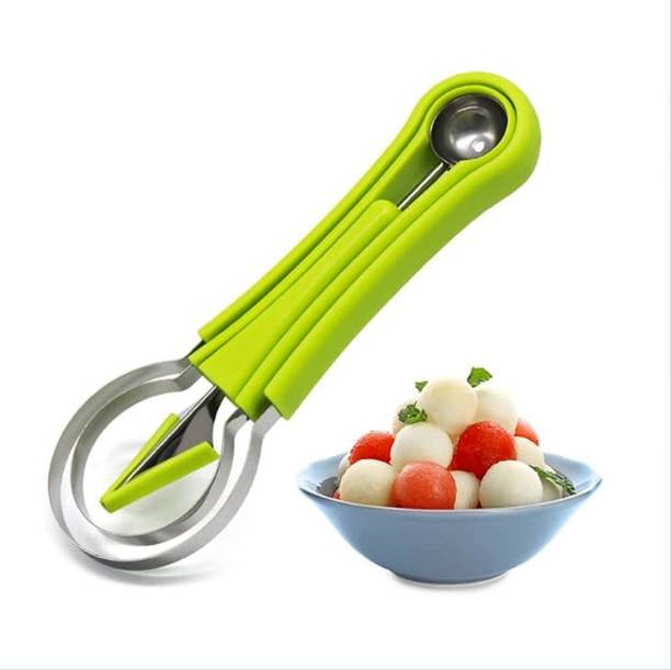 GAURINANDAN 4 in 1 Stainless Steel Melon Baller Scoop Set and Double Sided Melon Baller Kitchen Scoop