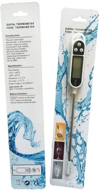BALRAMA Waterproof Buttons + Probe Protection Sheathe + Pocket Clip Pen Digital Food Thermometer Stainless Steel Long Sensor Probe Temperature Meter Tester Tool for Home Kitchen Cooking Catering BBQ Beer Brewing Liquid Milk Baking Oven Instant Read Thermocouple Kitchen Thermometer