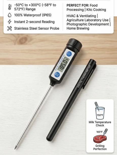 Tech Inspire Waterproof Digital thermometer Instant Read Thermocouple Kitchen Thermometer