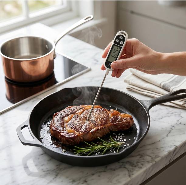 RRCART TP300 Digital food thermometer with LCD display Thermometer with Fork Kitchen Thermometer