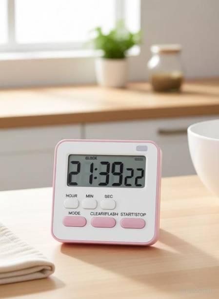 SHH ENTERPRISES Digital Display Timer & Stopwatch & Large Digits & Loud Alarm PINK COLOR Digital Kitchen Timer