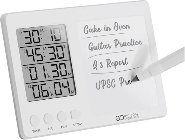 everyday organisers Multi-Timer Clock with Stopwatch & Small Magnetic White Board with Marker EO-020 Digital Kitchen Timer
