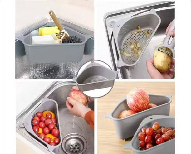 Jaylax Corner Sink Drain Basket Pro Gray Edition Kitchen Tool Set