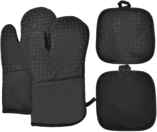 SUPVOX Thick Quilt Oven Gloves Set Heat Resistant Insulated Pad Kitchen Baking Kitchen Tool Set