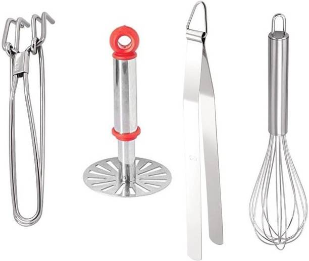 chapo Kitchen Tool Set Pakkad, Chimta, Masher & Whisk Kitchen Tool Set