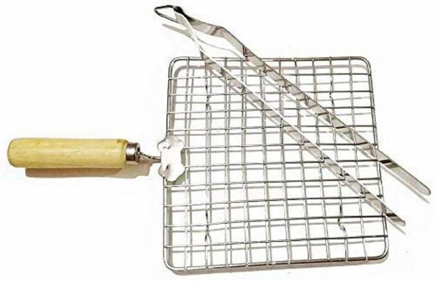 ANIAN Roasting Net with Steel Tong,Stainless Steel Wire Roaster, Wooden Handle with Roasting Net, Papad Jali,Roti Grill,Chapati Grill (Square Roaster+ 1 Tong/Chimta) Roasting Net with Steel Tong,Stainless Steel Wire Roaster, Wooden Handle with Roasting Net, Papad Jali,Roti Grill,Chapati Grill (Square Roaster+ 1 Tong/ Chimta) 30 cm tong 25 cm Roasting, Utility Tong Set