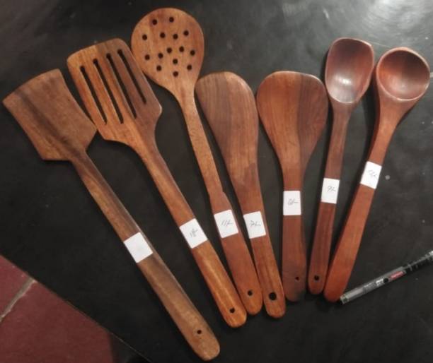 Danish Wooden Spoon Wooden Cutlery Set (Pack of 7) Kitchen Tool Set