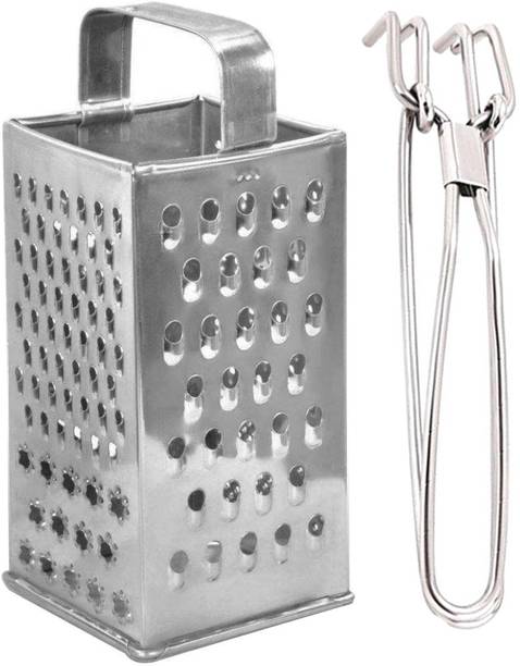DreamBasket Stainless Steel 8 in 1 Grater / Slicer & Pakkad / Utility Tong Kitchen Tool Set
