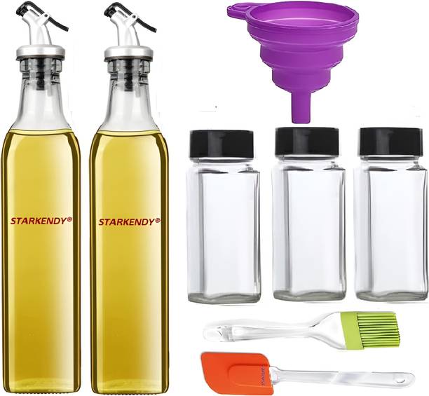 STARKENDY OIL DISPENSER ,FUNNEL,SPATULA ,SPICE JAR, BOTTLE ( PACK OF 7 ) Kitchen Tool Set