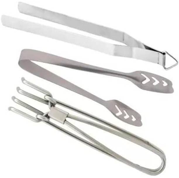 Brunchy Stainlesss Steel Tongs Chimta, Momo Tong, Pakkad Tool for Kitchen-(Pack of 3) Kitchen Tool Set