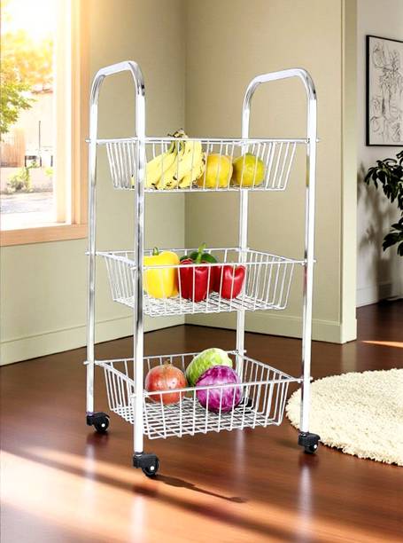 Amol Premium Stainless Steel Vegetable Stand | Onion Potato Trolley Stainless Steel Kitchen Trolley