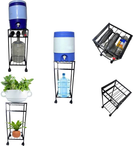 MEENA ENTERPRISES 3 Tier Water Dispenser Jug can matka 20ltr*2 1ltr *3 stand with rolling wheel Iron Kitchen Trolley