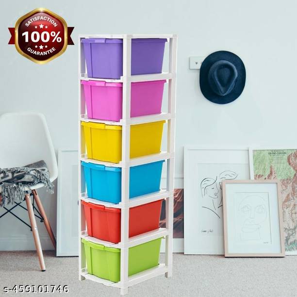 xeilo 6 layer Plastic Modular Drawer System for Office, Hospital, Parlor Plastic Kitchen Cabinet