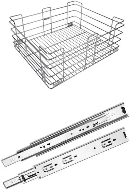 Sanjari Modular Kitchen Stainless Steel Plain Cabinet (17W*20L*8H) Basket Stainless Steel Kitchen Trolley