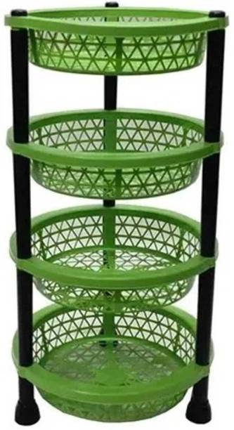 Outbrust Flow Fruits/Vegetables Kitchen Rack Plastic 4 Tier Vegetable & Fruit Storage Trolley Rack | Durable Plastic Kitchen Stand