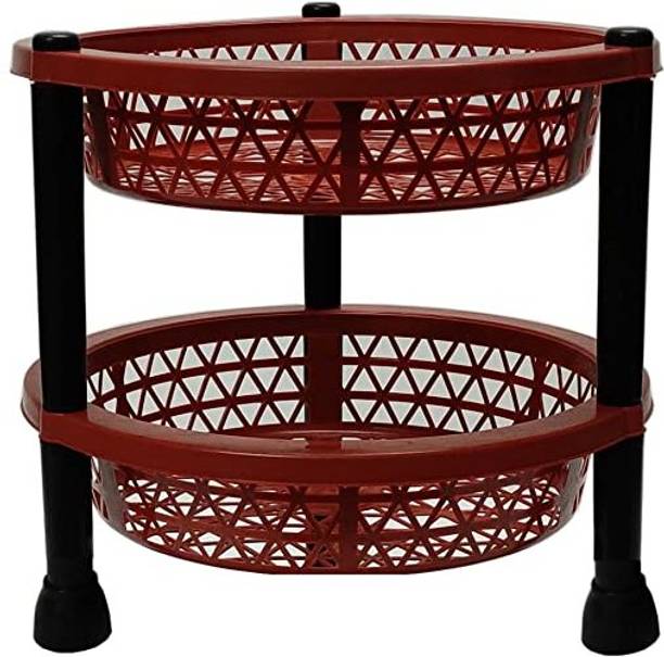 Philocaly Enterprise Multipurpose Basket Stand Rack for Fruit and Vegetables Plastic Kitchen Trolley