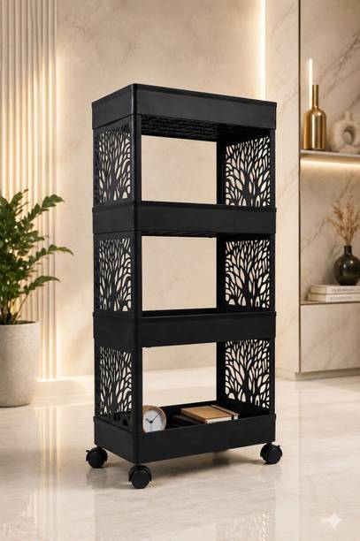 GROTHEORY 4 Tier Organizer Shelf for Home Storage Solutions Plastic Kitchen Trolley