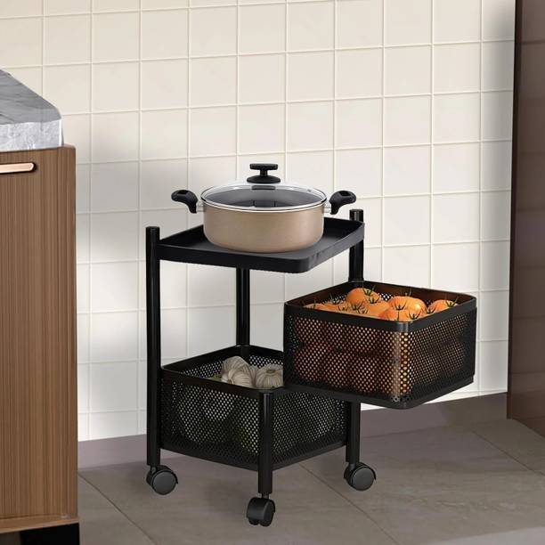 AARCOSTA AARCOSTA Multilayer Shelf Movable and Rotatable Kitchen Trolley TWO(2) Layer Iron Kitchen Trolley