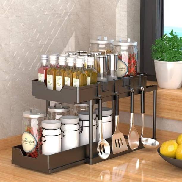 BAZKU Pull-out 1 Tier Under Sink Organizer Bathroom Kitchen Plastic Kitchen Trolley