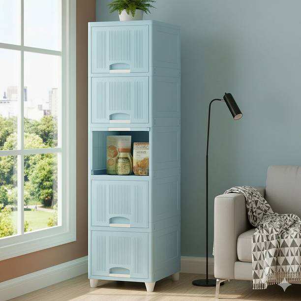 MAXTID 5 Layer Blue Plastic Drawer Unit for Storage Plastic Kitchen Trolley DIY(Do-It-Yourself)