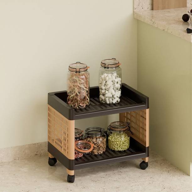 Aromix 2 Layer Multipurpose Plastic Storage Rack Trolley with Wheels for Kitchen Home Plastic Kitchen Trolley