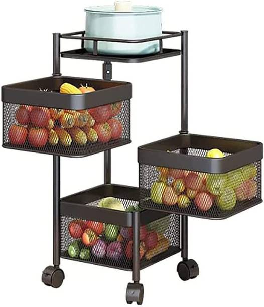 Gami Store MAGIC CORNER BLACK 3 SHELF Steel Kitchen Trolley