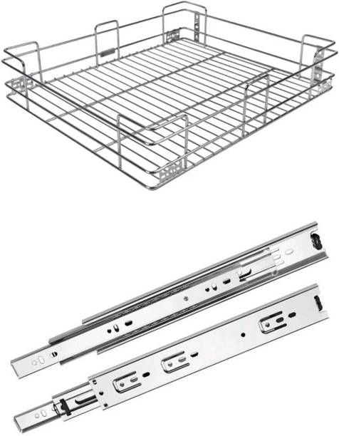 Sanjari Modular Kitchen Stainless Steel Plain Cabinet (19W*20L*4H) Basket Stainless Steel Kitchen Trolley