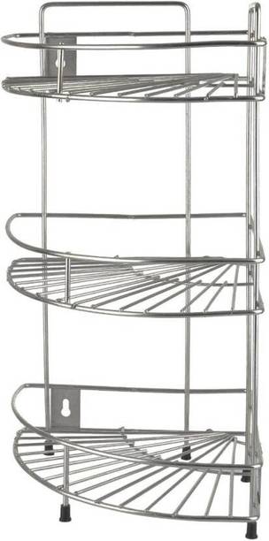 Narayani Enterprises 3-Shelf Modern Stainless Steel Storage triangle Rack Stainless Steel Kitchen Trolley