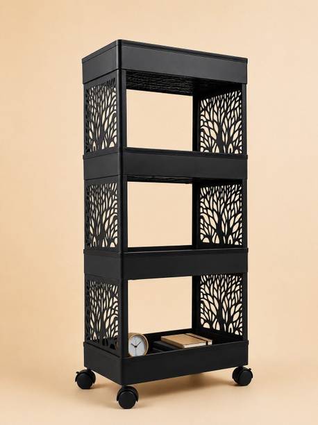 MAXTID Plastic Storage Rack with Decorative Side Panels Plastic Kitchen Trolley
