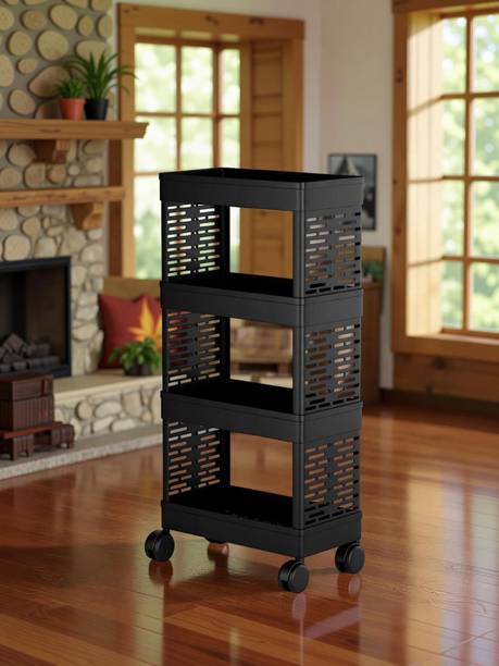Kitchvibe 4-TIER KITCHEN STORAGE TROLLEY /BOOK SHELF/TOYS STORAGE RACK Plastic Kitchen Trolley