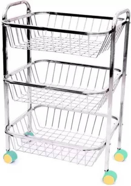 RPKASP Fruit & Vegetable Stand Fruit Basket Vegetable Basket Onion Potato Vegetable Stainless Steel Kitchen Trolley