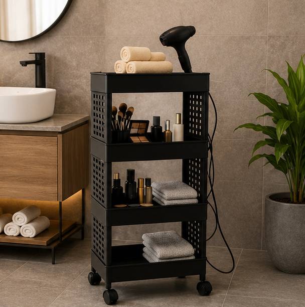 Harikishan Plastic Utility Storage Rack for Kitchen Bathroom and Pantry Use Plastic Kitchen Trolley