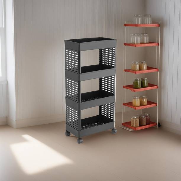 Shopixo Fruit & Vegetable 4 Layer Stand Kitchen Trolley Plastic Plastic Kitchen Trolley