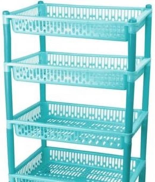 MECHON 4 Layer Kitchen Stand Fruits & Vegetable Rack Storage Stand Plastic Kitchen Trolley