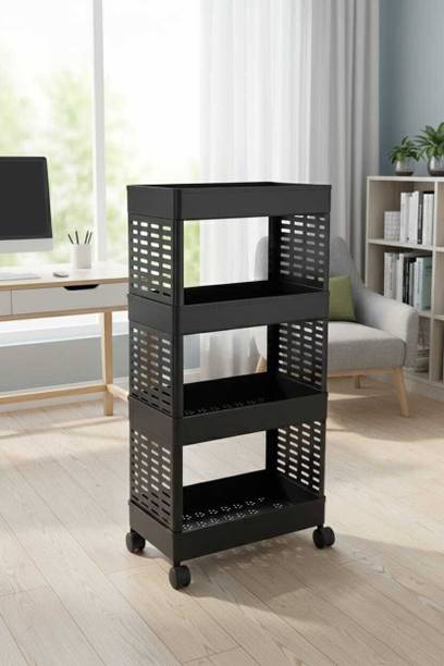 HomeQueen Multi-Purpose Plastic Storage Organizer 4-Tier Kitchen Trolley Plastic Kitchen Trolley