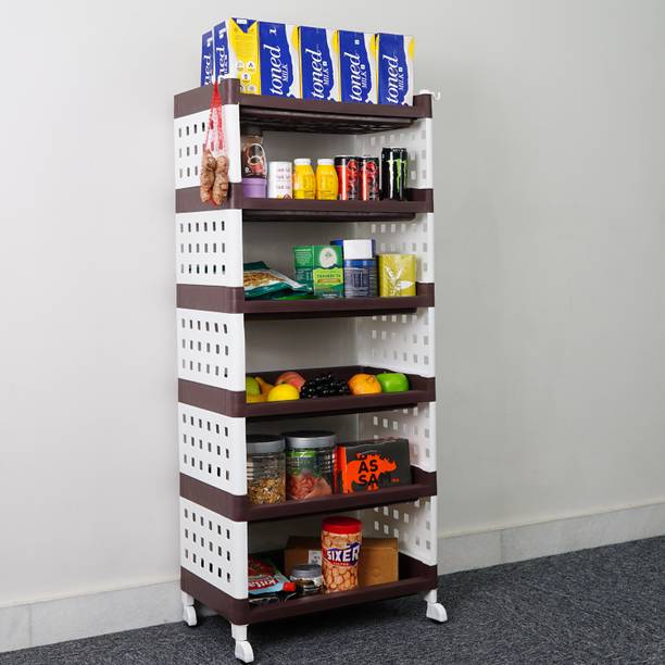 ADA 6-Tier Multipurpose Storage Shelf Rack with Wheels | Storage Organizer Cart Plastic Kitchen Trolley