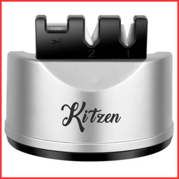kitzen Manual Knife & Scissors Sharpener Tool For Straight & Serrated Knives of Kitchen Knife Sharpening Steel