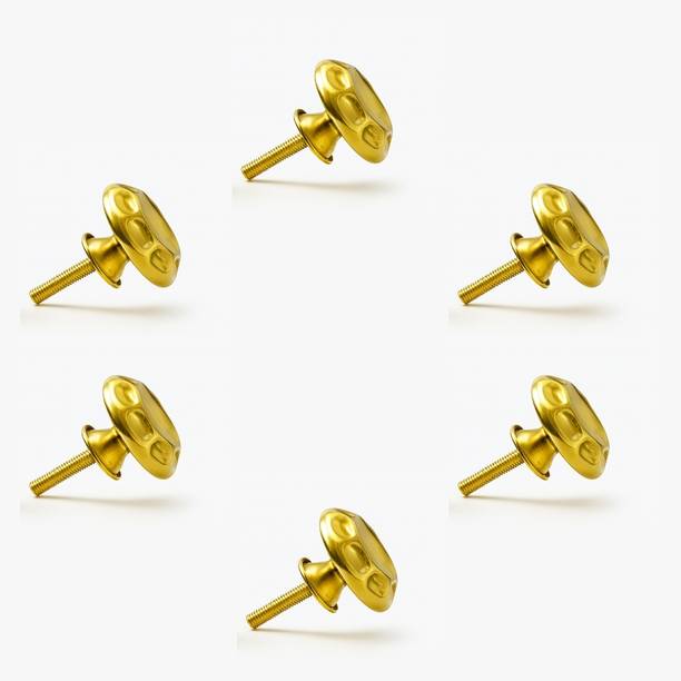 Mix & Match Shop Crown Brass Drawer Handle | Gold Finish Knob for Cupboard, Almirah & Wardrobe Brass Cabinet/Drawer Handle