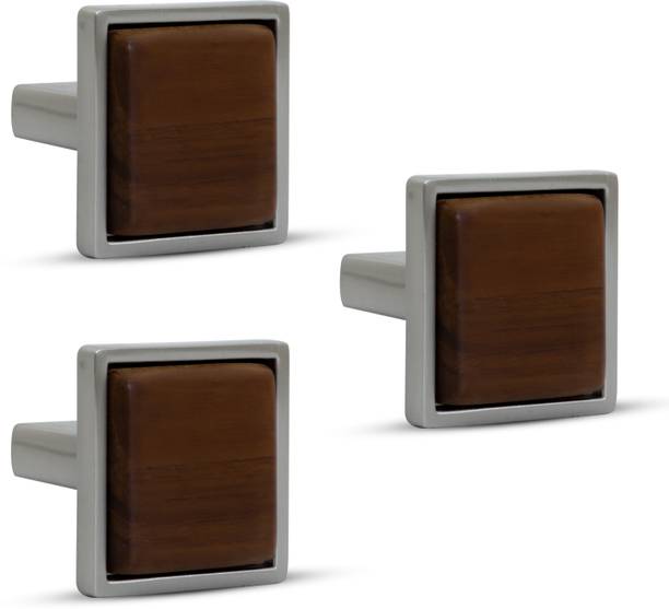 Plantex Small Drawer Knobs for Cabinets/Pull-Push Knobs for Kitchen(Small, Satin & Wood) Zinc, Wood Cabinet/Drawer Handle