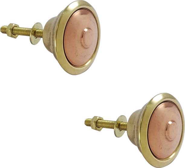 Mix & Match Shop Duo Brass Cabinet Handle | Gold Finish Knob for Cupboard, Almirah & Wardrobe Brass Cabinet/Drawer Handle