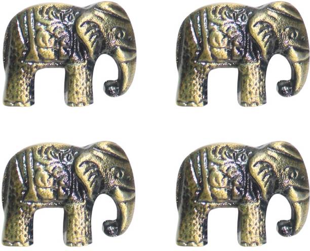 Mix & Match Shop Elephant Knob Antique Brass Knob for Almirah, Wardrobe, Cupboard & Furniture Cast Iron Cabinet/Drawer Handle