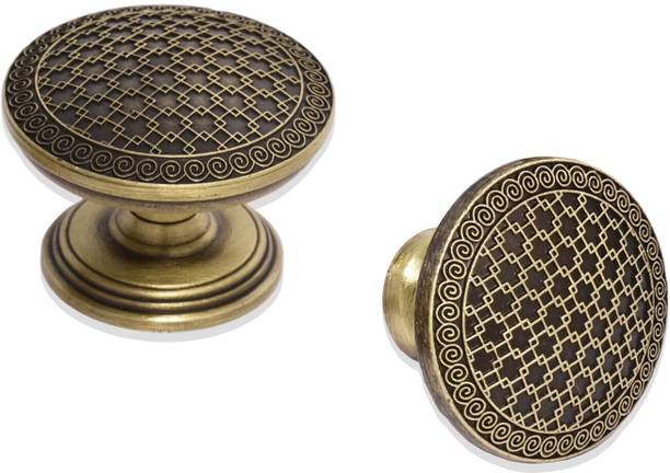 Safex Furniture Knobs | Suitable for Kitchen Cupboard, Drawer- Pack 2, Antique Small Brass Cabinet/Drawer Handle
