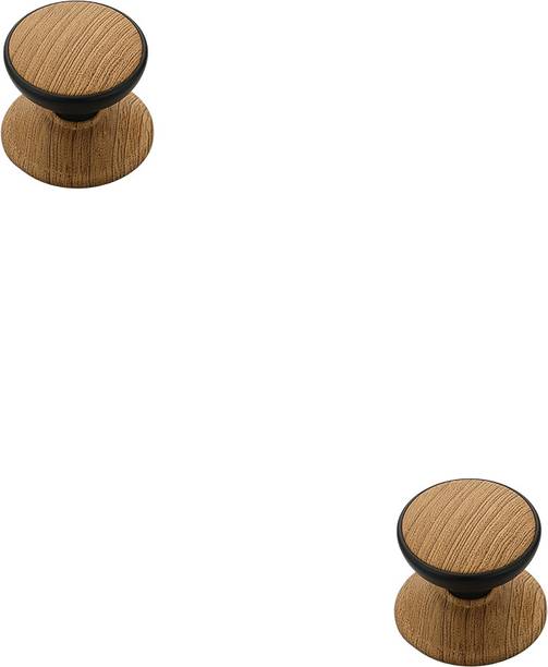 fittingo Premium Cabinet Knob Handle for Drawer, Wardrobe, Cupboard - Black/P.Wood Zinc Cabinet/Drawer Handle