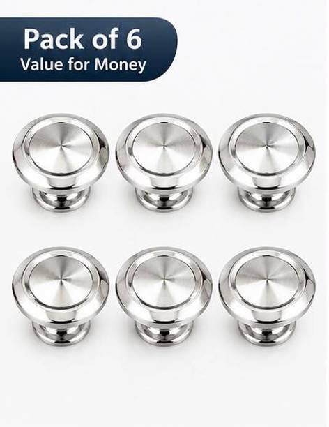 S UNIVERSAL STORE Premium Chrome Cabinet Knob – Pack of 6 Carbon Steel, Steel, Stainless Steel Door Handle